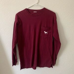 PINK Maroon Long Sleeve Tee